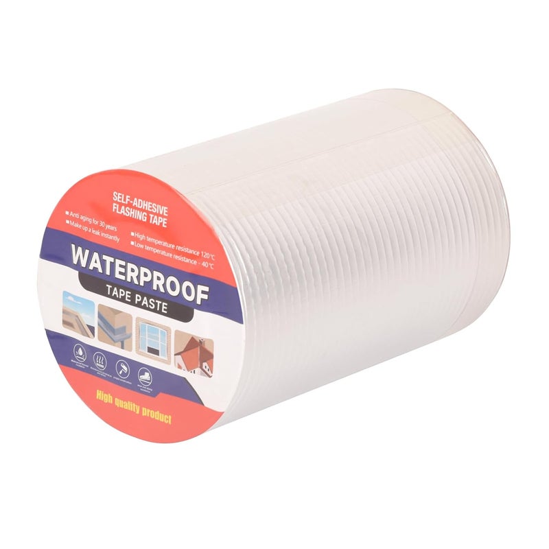 LFGUD 8" W X 32.8'L Waterproof Tape for Leaks Aluminum Butyl Tape with Adhesive for RV Repair, Glass Repairs, Air Mattress Patch, Window Caulking, Boat Sealing, Roof Patching - Image 1